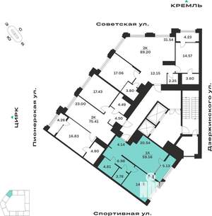 1-к квартира, вторичка, 59м2, 3/10 этаж
