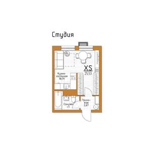 Студия квартира, строящийся дом, 26м2, 1/5 этаж