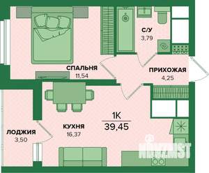 1-к квартира, вторичка, 39м2, 20/25 этаж