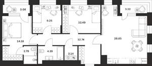 3-к квартира, вторичка, 91м2, 13/13 этаж