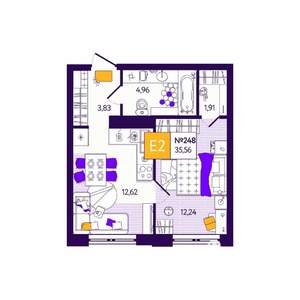 1-к квартира, вторичка, 36м2, 6/12 этаж