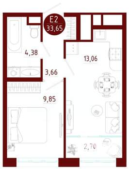 1-к квартира, вторичка, 34м2, 9/10 этаж