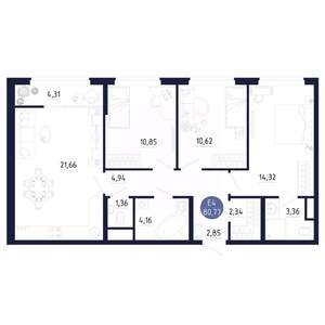 3-к квартира, вторичка, 81м2, 23/25 этаж
