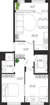 2-к квартира, вторичка, 63м2, 2/4 этаж