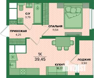 1-к квартира, вторичка, 39м2, 23/25 этаж