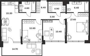 3-к квартира, вторичка, 108м2, 1/9 этаж