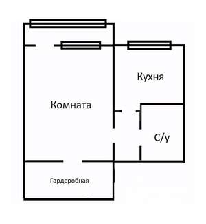 1-к квартира, вторичка, 35м2, 1/3 этаж