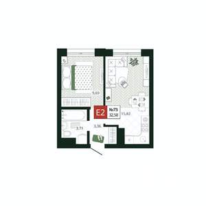 1-к квартира, вторичка, 33м2, 8/19 этаж