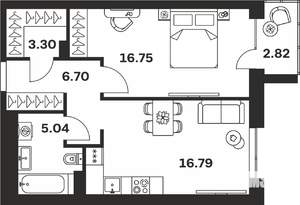 1-к квартира, вторичка, 51м2, 3/7 этаж