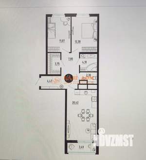 2-к квартира, сданный дом, 69м2, 2/10 этаж