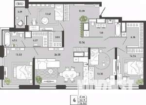 4-к квартира, вторичка, 137м2, 20/21 этаж