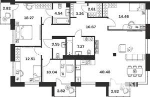 4-к квартира, вторичка, 142м2, 5/7 этаж