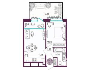 1-к квартира, вторичка, 53м2, 1/10 этаж