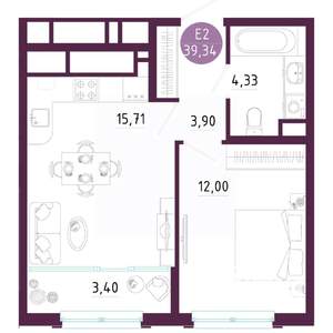 1-к квартира, вторичка, 39м2, 10/10 этаж