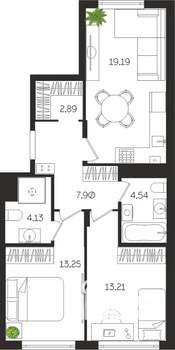 2-к квартира, вторичка, 65м2, 2/4 этаж