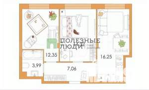 2-к квартира, сданный дом, 53м2, 3/8 этаж