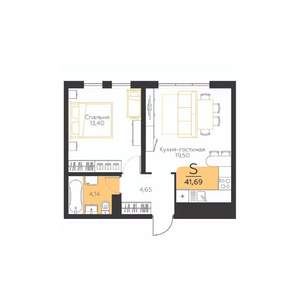 1-к квартира, строящийся дом, 42м2, 3/5 этаж