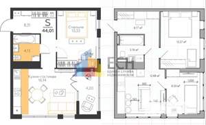 1-к квартира, вторичка, 44м2, 3/5 этаж