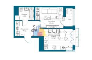 1-к квартира, вторичка, 36м2, 17/25 этаж
