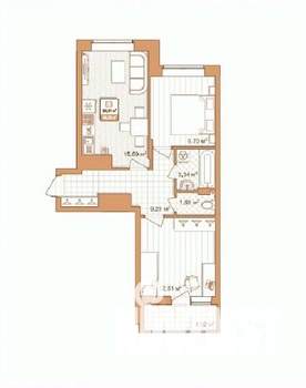 2-к квартира, строящийся дом, 53м2, 7/9 этаж