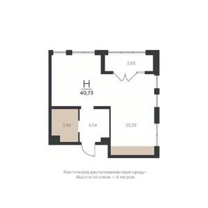 1-к квартира, вторичка, 41м2, 5/5 этаж