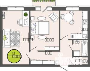 2-к квартира, строящийся дом, 50м2, 2/3 этаж