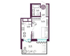 1-к квартира, вторичка, 40м2, 1/10 этаж