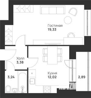 1-к квартира, вторичка, 41м2, 5/5 этаж