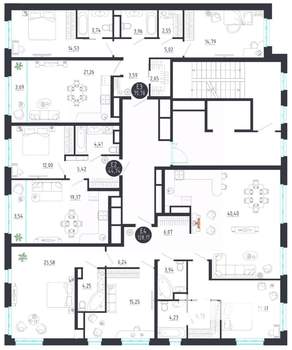 1-к квартира, строящийся дом, 45м2, 8/8 этаж