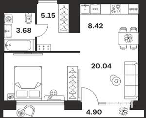 1-к квартира, вторичка, 42м2, 10/10 этаж