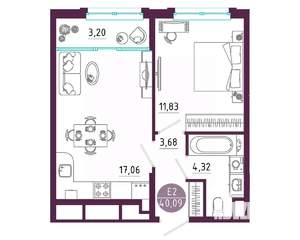 1-к квартира, вторичка, 40м2, 3/10 этаж