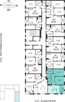 2-к квартира, вторичка, 66м2, 9/9 этаж