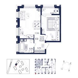 1-к квартира, строящийся дом, 44м2, 6/15 этаж