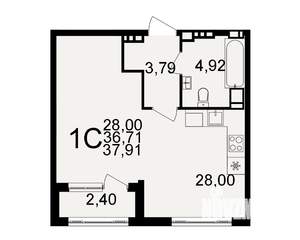 1-к квартира, вторичка, 38м2, 5/20 этаж