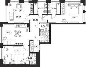 3-к квартира, вторичка, 103м2, 9/10 этаж