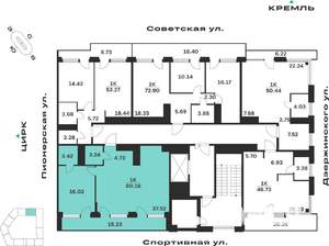 1-к квартира, вторичка, 80м2, 7/10 этаж