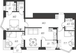 3-к квартира, вторичка, 85м2, 10/24 этаж