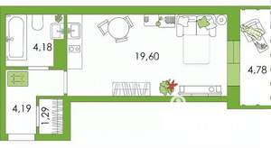 Студия квартира, вторичка, 29м2, 7/8 этаж