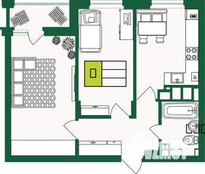 2-к квартира, строящийся дом, 56м2, 8/9 этаж