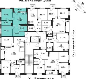 2-к квартира, вторичка, 76м2, 2/4 этаж
