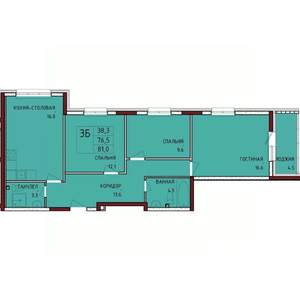 3-к квартира, вторичка, 81м2, 9/17 этаж