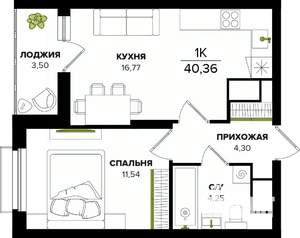 1-к квартира, вторичка, 40м2, 14/25 этаж