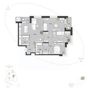 3-к квартира, вторичка, 111м2, 11/21 этаж