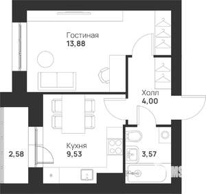 1-к квартира, вторичка, 34м2, 5/5 этаж