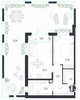 1-к квартира, строящийся дом, 129м2, 1/8 этаж