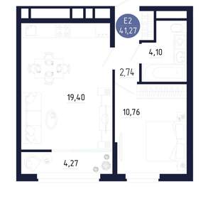 1-к квартира, вторичка, 41м2, 22/25 этаж