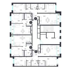 2-к квартира, строящийся дом, 75м2, 7/8 этаж