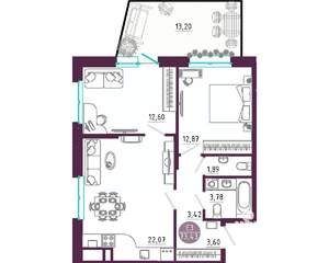 2-к квартира, вторичка, 73м2, 1/10 этаж