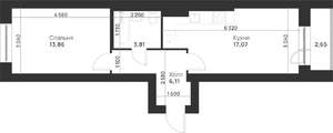 1-к квартира, строящийся дом, 44м2, 5/5 этаж