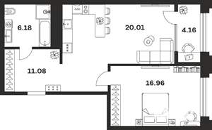 1-к квартира, вторичка, 58м2, 3/10 этаж